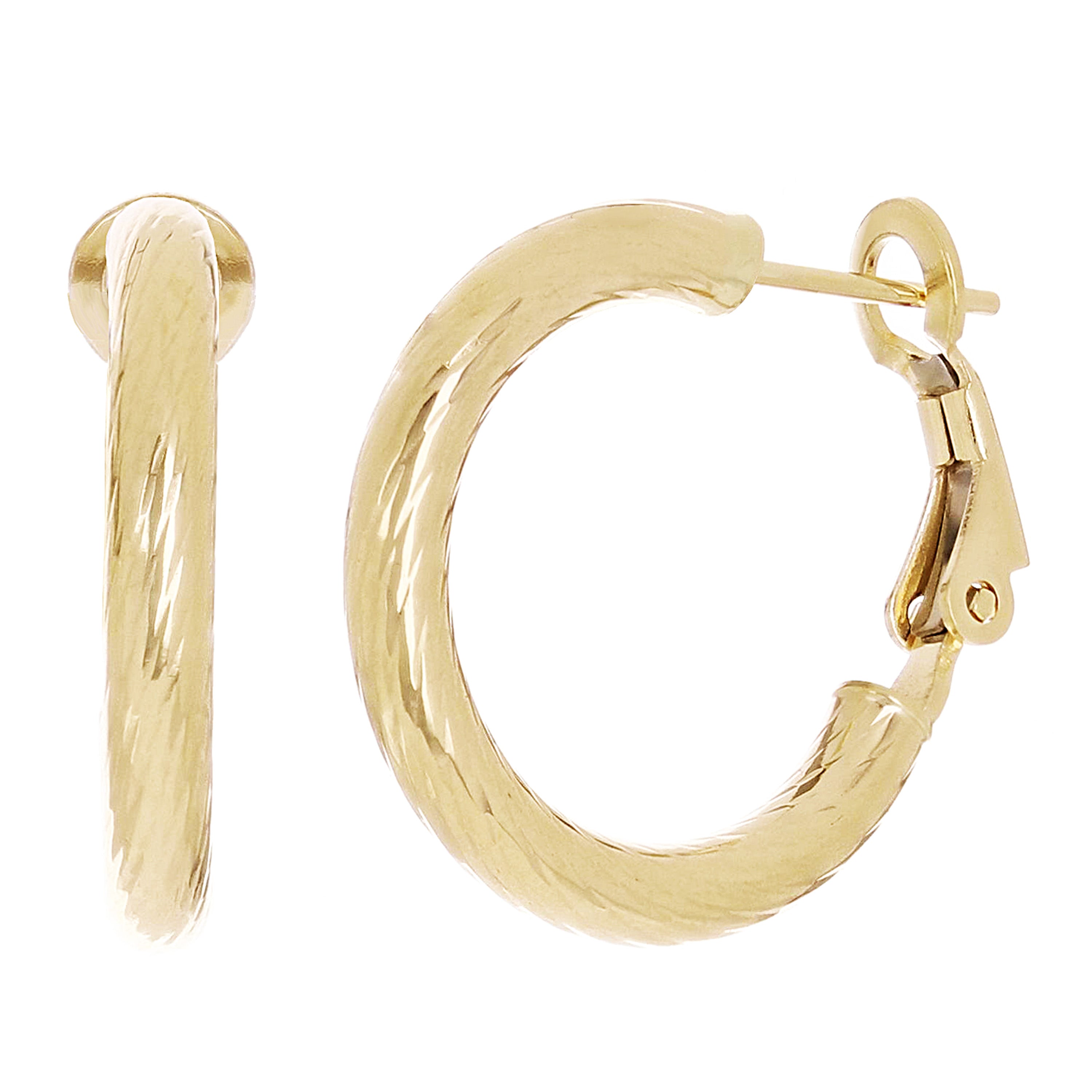 Italian 14k Yellow Gold Twisted Round Hoop Earrings 20.7mm x 3mm 2.3 grams
