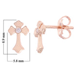 14k Rose Gold 0.05ctw Diamond Irish Celtic Cross Stud Earrings