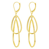 Italian 14k Yellow Gold Polished Tear Drop Dangle Earrings 2.4" 3.1 grams