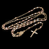 Italian 14k Tri Color Gold Miraculous Medal Rosary Necklace 26" 4mm 9 grams