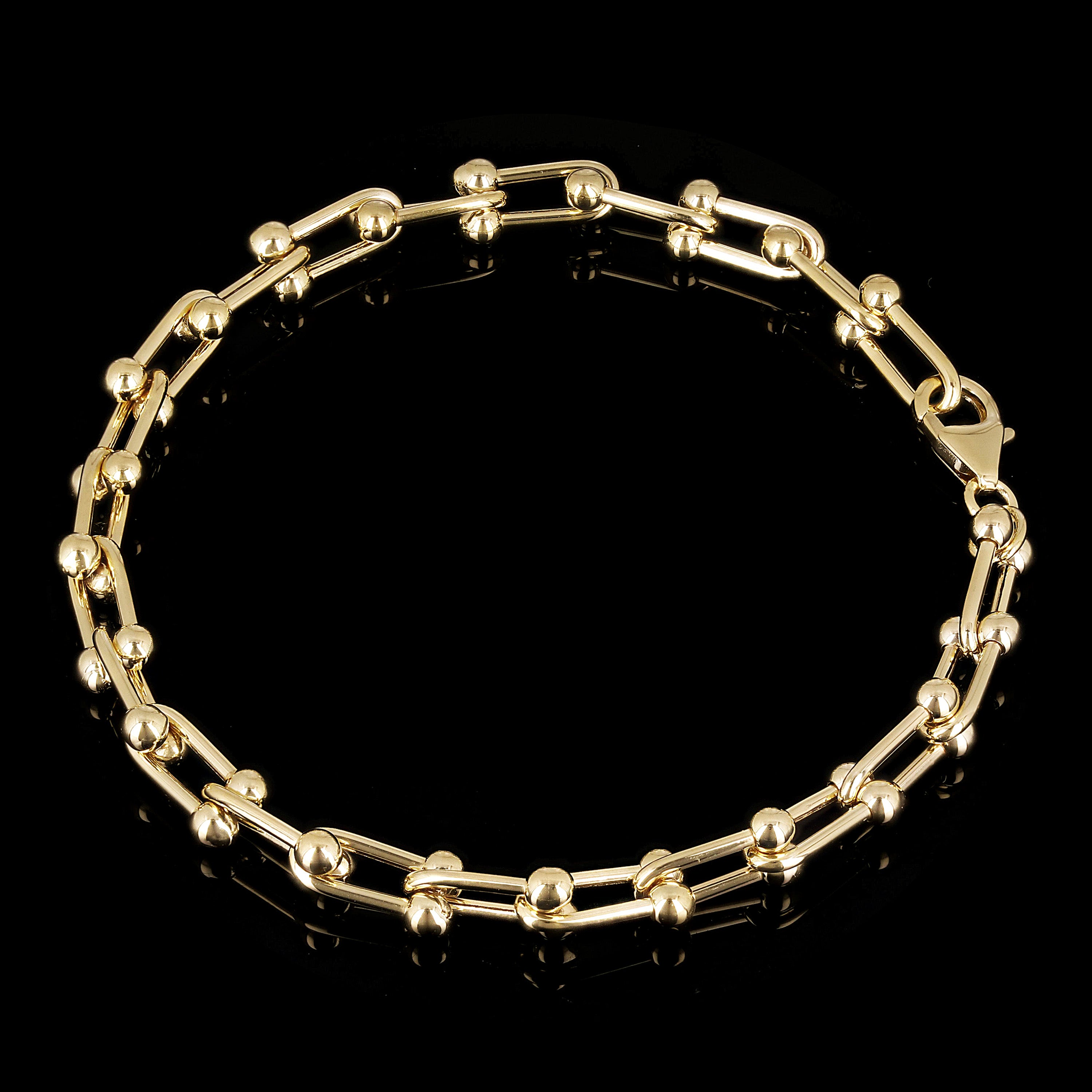 Italian 14k Yellow Gold Semi-Solid U-Link Chain Bracelet 7" 6mm 5.5 grams - Yellow 7"