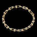 Italian 14k Yellow Gold Semi-Solid U-Link Chain Bracelet 7" 6mm 5.5 grams - Yellow 7"
