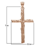 14k Rose Gold Religious Wood Bark Tree Trunk Cross Charm Pendant 2.6 grams - Rose