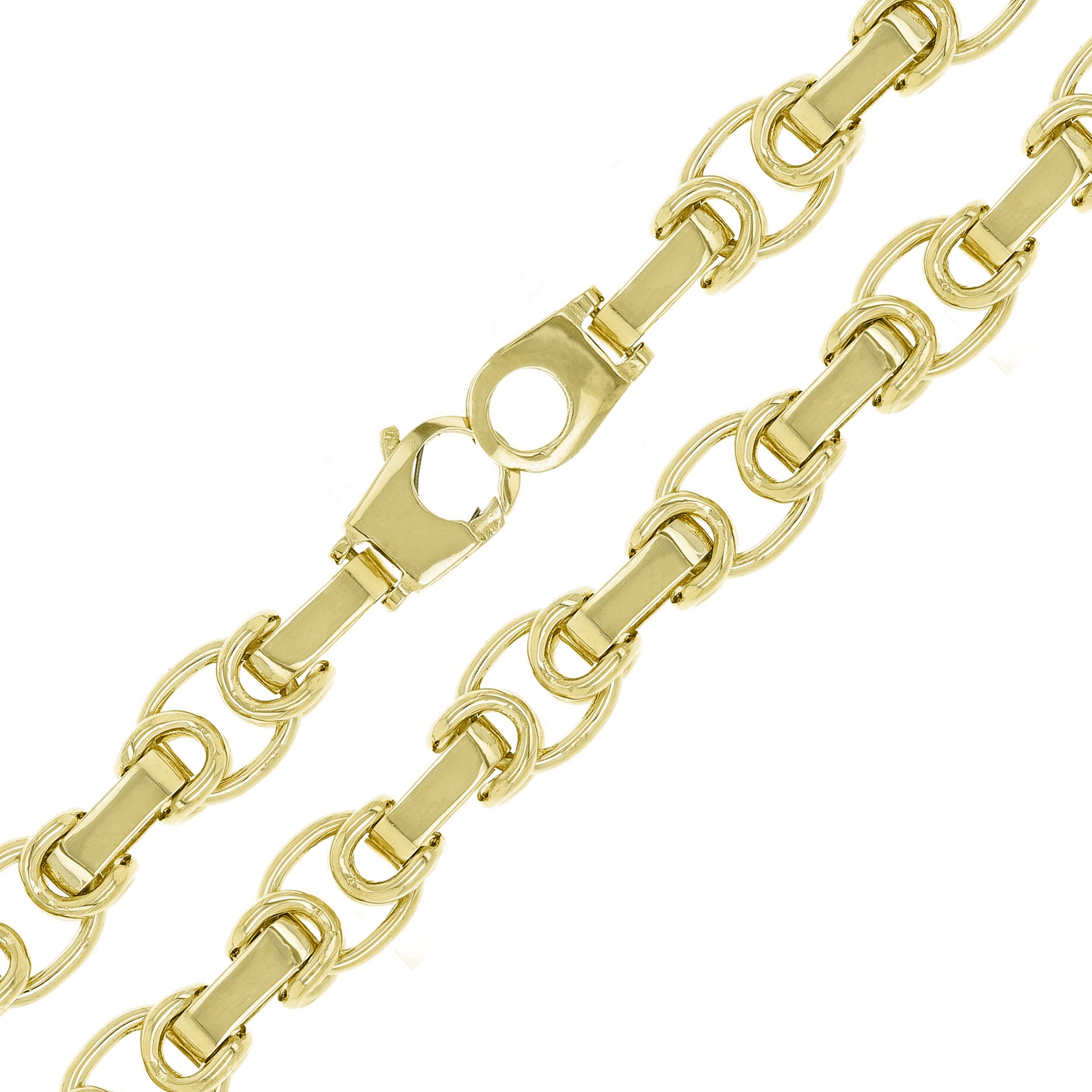 10k Yellow Gold Solid Fancy Handmade Link Chain Necklace 16" 12.8mm 115 grams - Yellow,16"