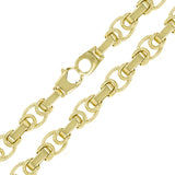 10k Yellow Gold Solid Fancy Handmade Link Chain Necklace 16" 12.8mm 115 grams - Yellow,16"