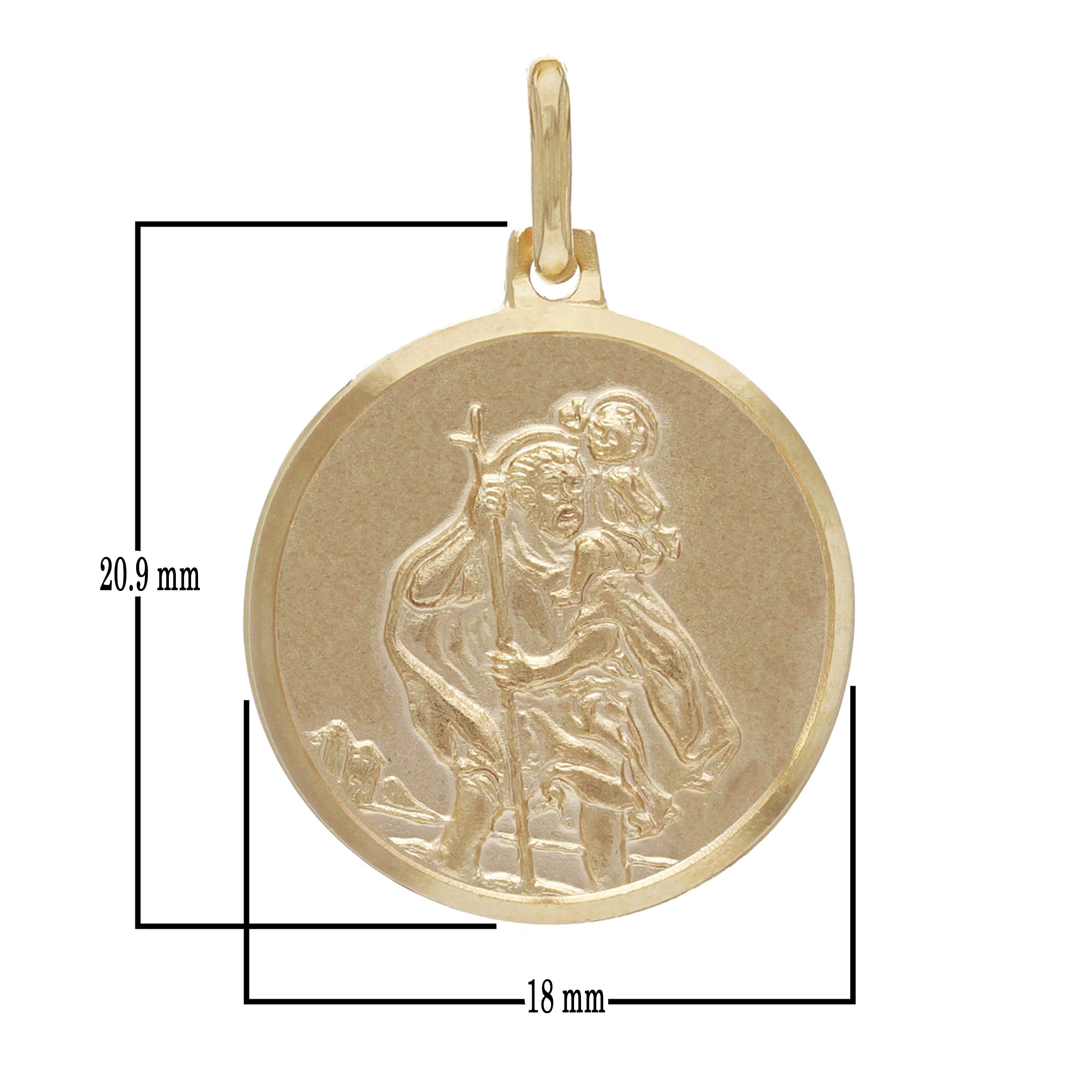 14k Yellow Gold Embossed Saint Christopher Round Medal Pendant 2.9 grams