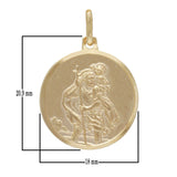 14k Yellow Gold Embossed Saint Christopher Round Medal Pendant 2.9 grams