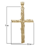 14k Yellow Gold Religious Trunk Wood Bark Tree Cross Charm Pendant 1.7" 2.6grams - Yellow