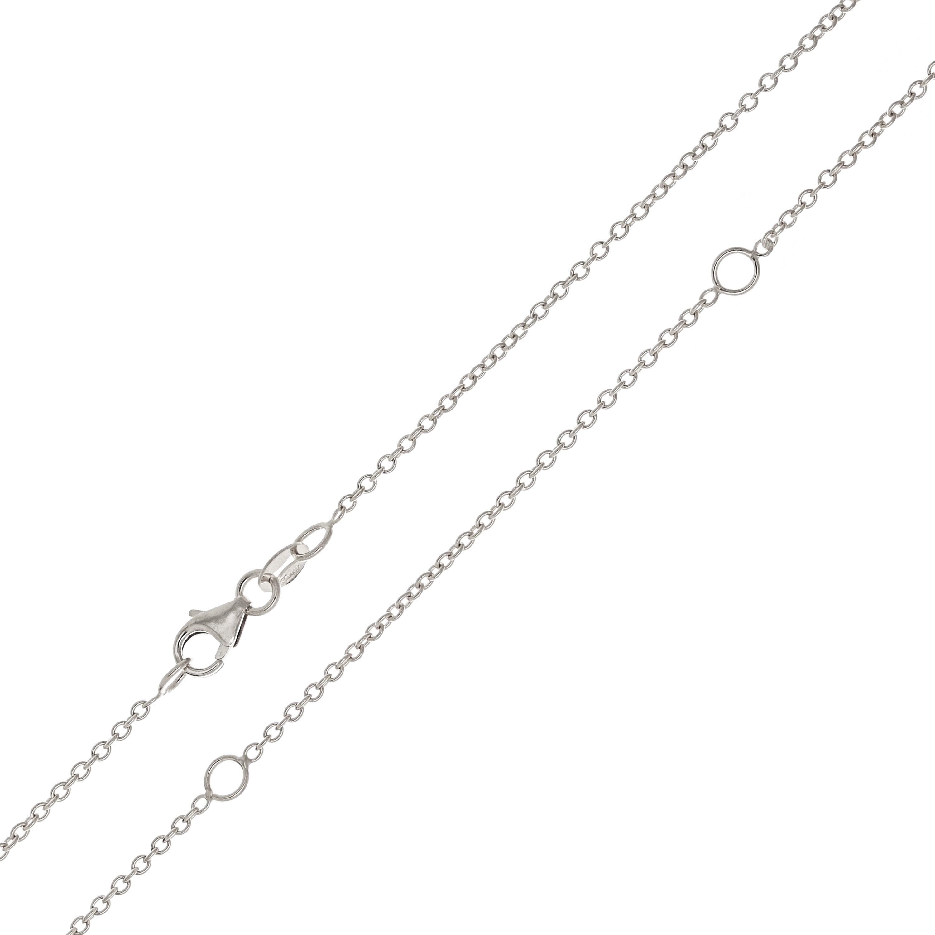 Italian 14k White Gold Rolo Chain Necklace Adjustable 16-20" 1.35mm 2.6 grams - 2.6 grams