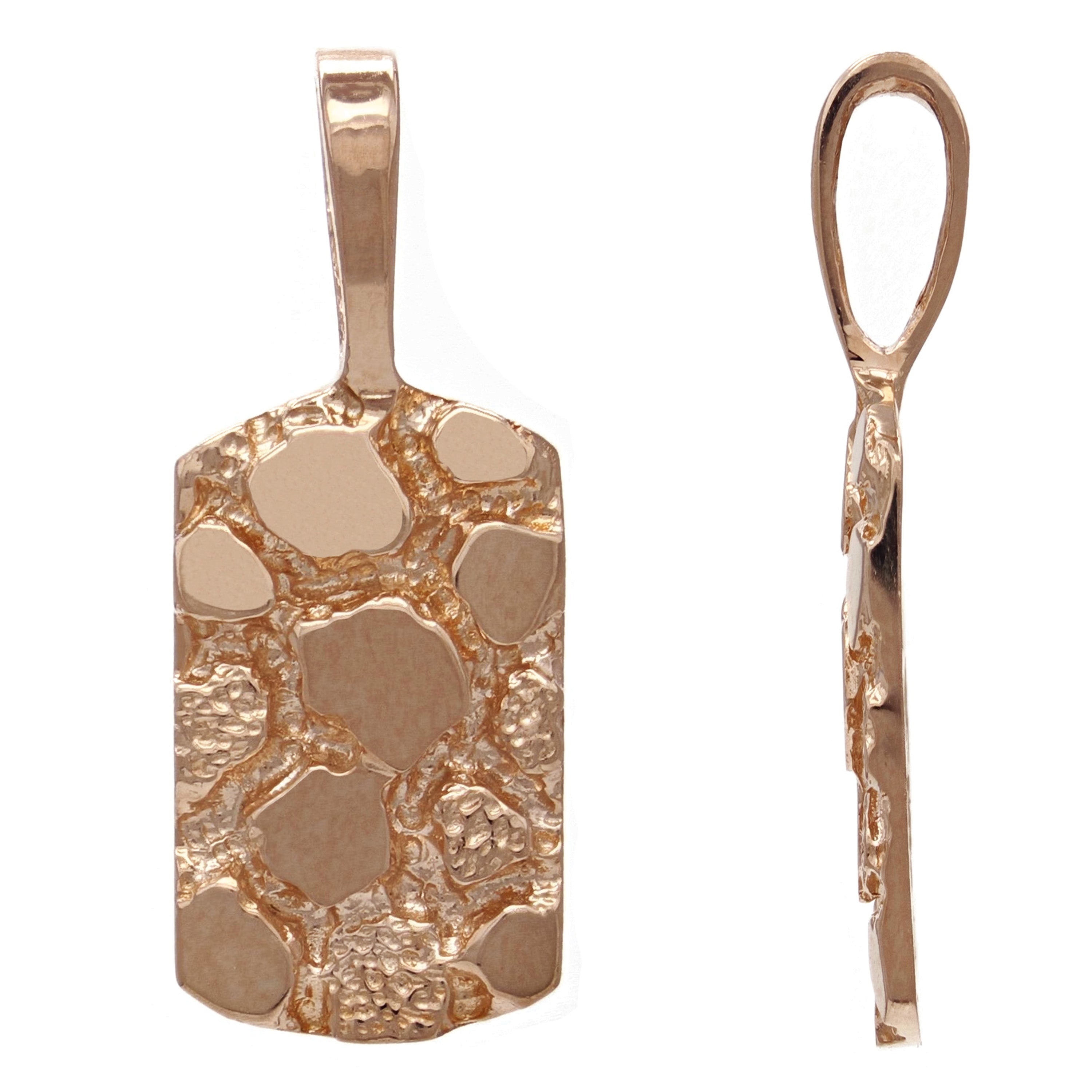 14k Rose Gold Nugget Pendant Rectangle Charm 2.2 grams - Rose