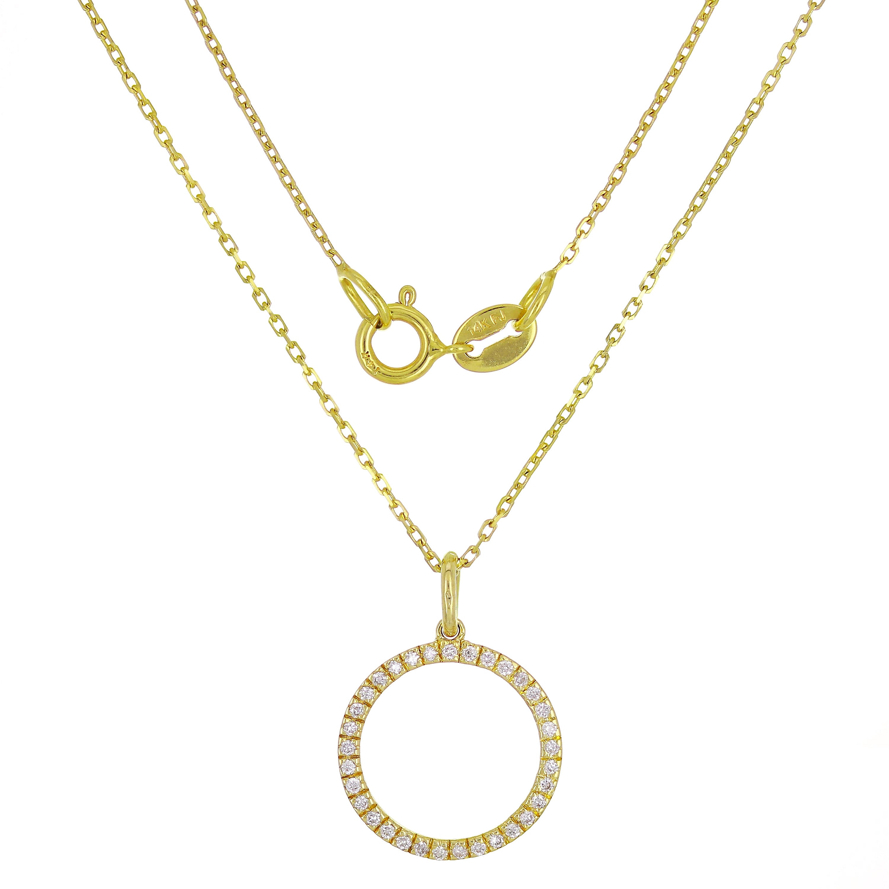14k Yellow Gold Diamond Eternity Pendant Necklace 18" - Yellow