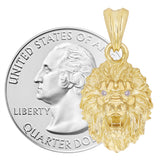 14k Yellow Gold 3D Lion Head Charm Pendant 1.1" with Diamond Eyes 4 grams - Small 4 grams