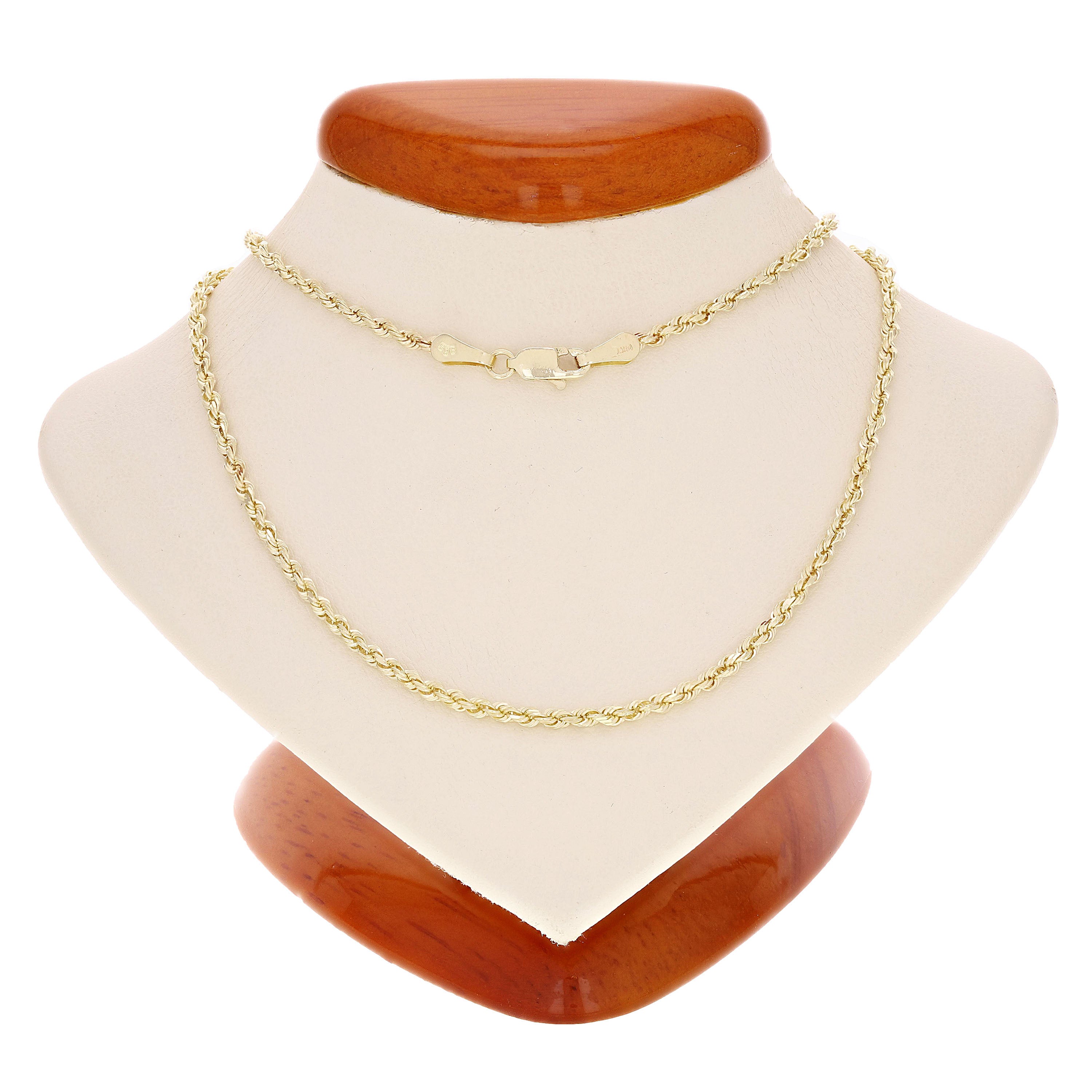 14k Yellow Gold Solid Diamond Cut Rope Chain Necklace 16"-30" 1.5mm to 12mm - 16"