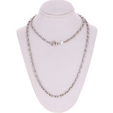 Men's 14k White Gold Handmade Fashion Link Necklace 24" 4mm 30.5grams - White,24"