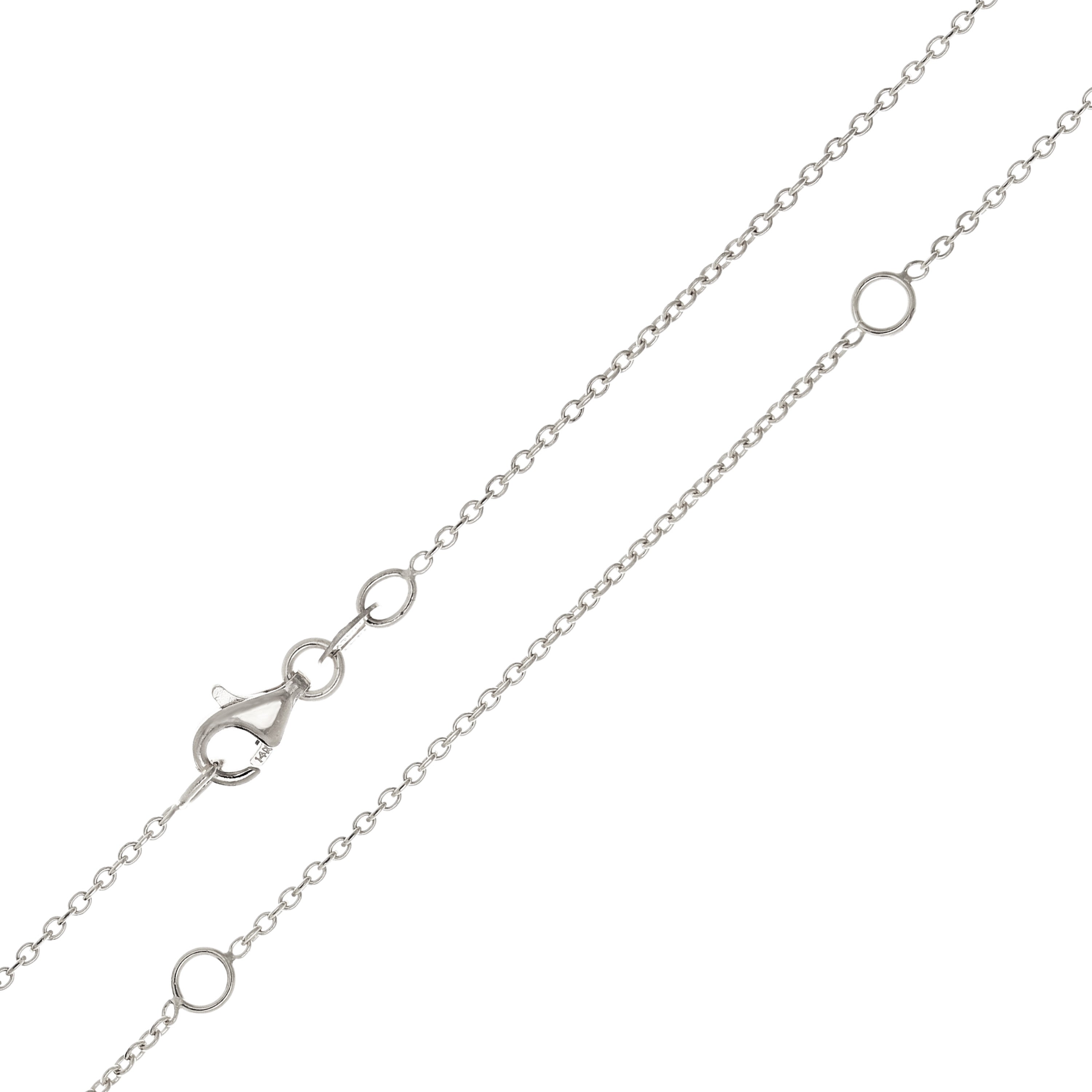 Italian 14k White Gold Rolo Chain Necklace Adjustable 16-20" 1.1mm 1.9 grams - 1.9 grams