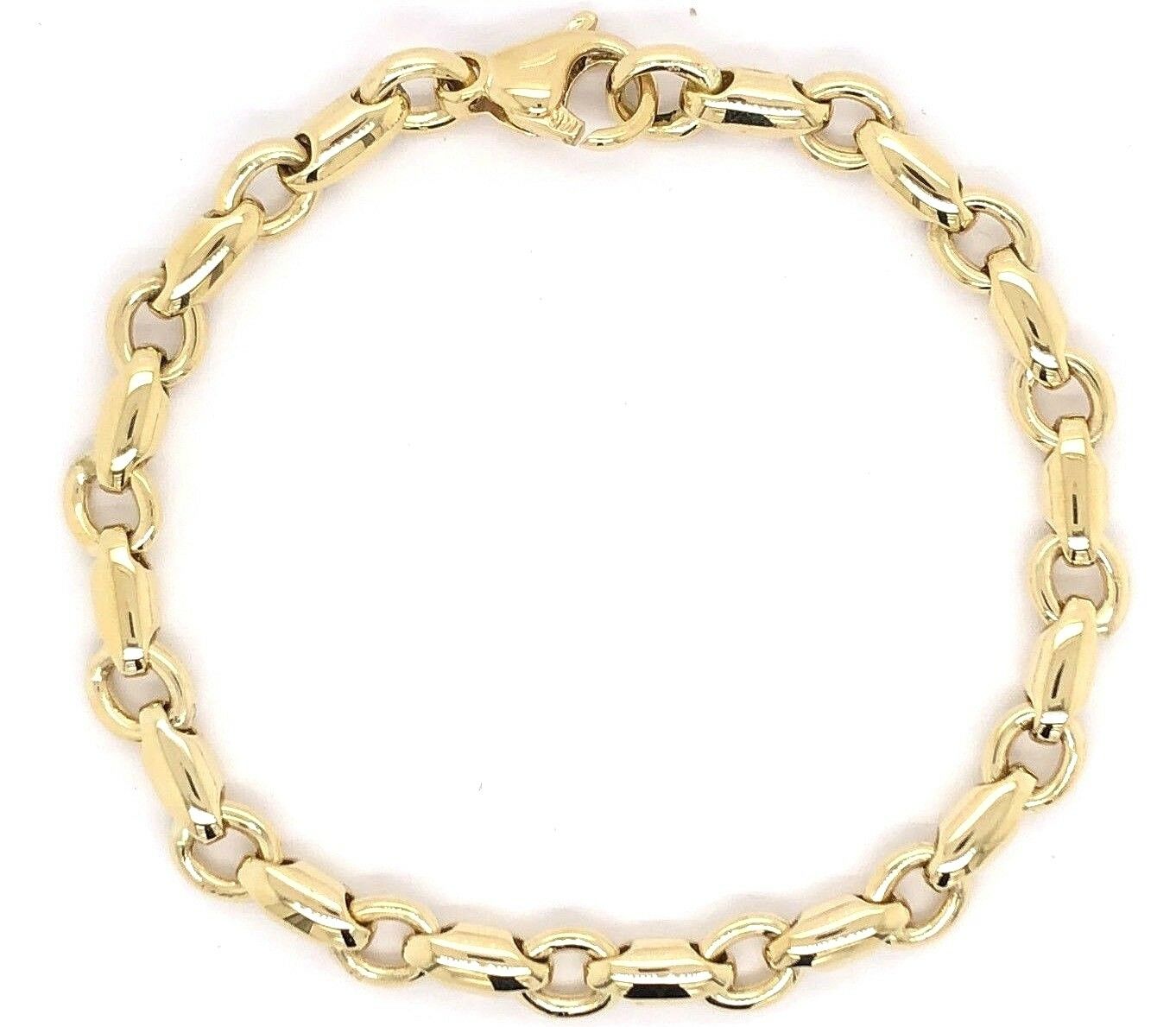 14k Yellow Gold Solid Handmade Fashion Link Bracelet 7" 6.3mm 15.8 grams - 7" 15.8 grams