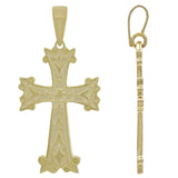 10k Yellow Gold Solid Diamond Cut Religious Cross Charm Pendant 1.6" 3.8 grams