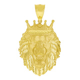 14k Yellow Gold Solid Diamond Cut Lion Head Pendant 2.2" 13.3 grams