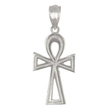 14k White Gold Egyptian Ankh Cross Charm Pendant 1" 1.2 grams - White