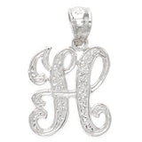 14k White Gold Initial Letter H Alphabet Charm Pendant - Letter H,White