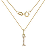 14k Yellow Gold Diamond Initial Letter I Charm Pendant Necklace 18" - Letter I,Yellow