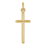 14k Yellow Gold Solid High Polish 3D Puffy Cross Charm Pendant 1.4" 2.8 grams