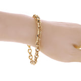 Italian 14k Yellow Gold Hollow Oval Link Rolo Chain Bracele 8.25" 6.6mm 6.2grams
