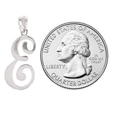 14k White Gold Initial Letter E Alphabet Charm Pendant - Letter E,White