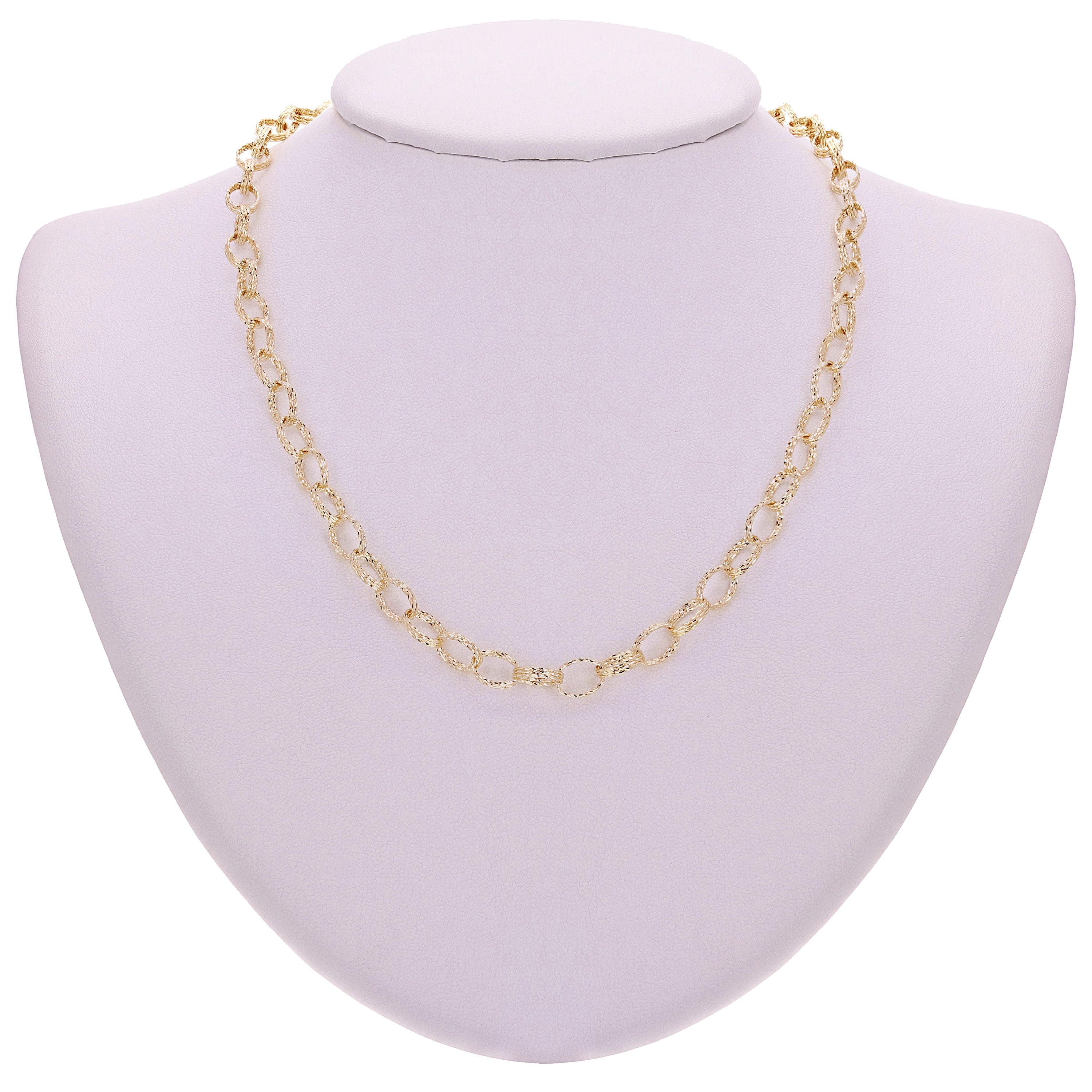Italian 14k Yellow Gold Diamond Cut Oval Link Chain Necklace 18" 6mm 11.8 grams - 18" 11.8 grams