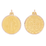 Italian 14k Yellow Gold Saint Benedict Reversible Medal Pendant 1.4" 6.5 grams - 1.4" 6.5 grams