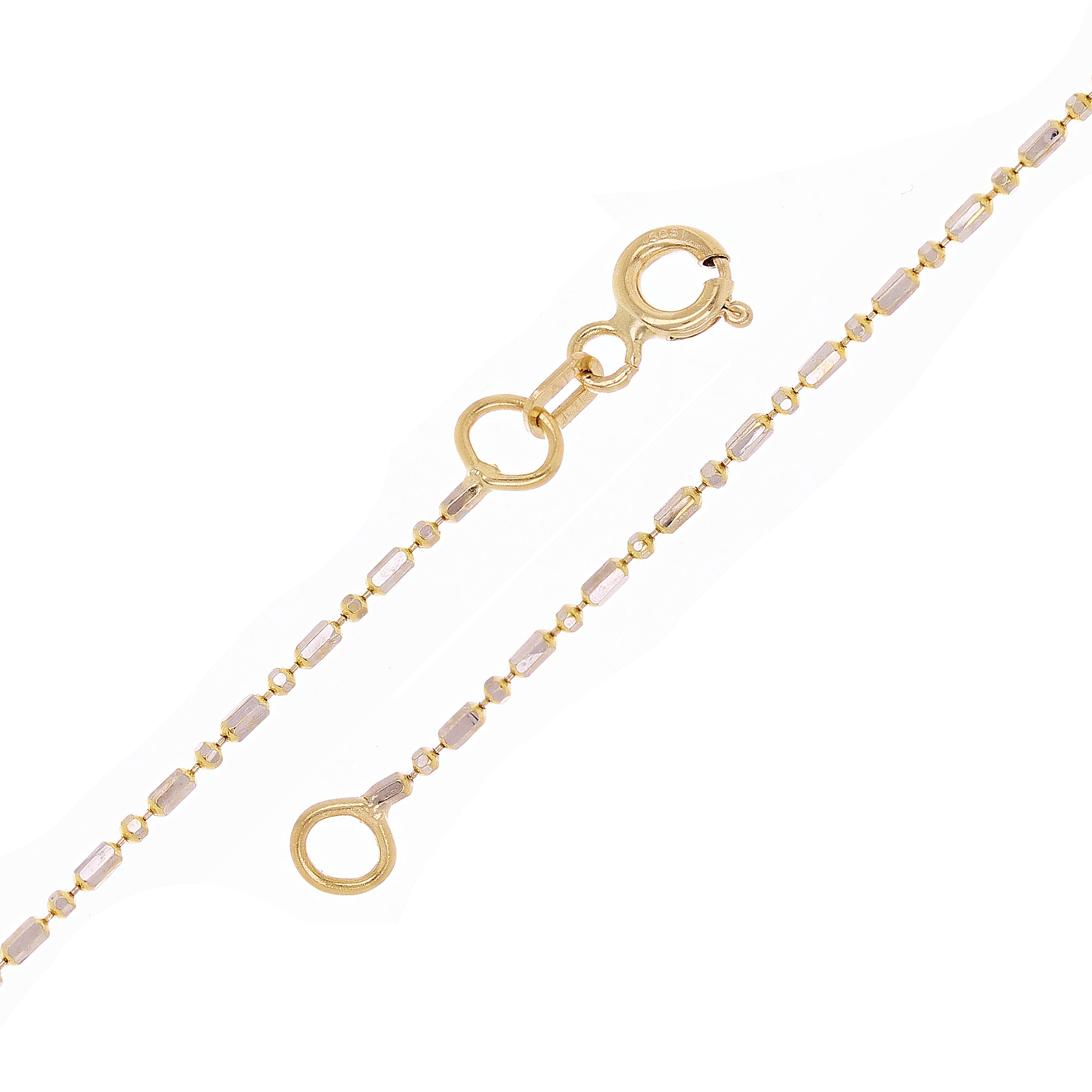 Italian 14k Two Tone Gold Bar & Beads Link Chain Bracelet Various Lengths