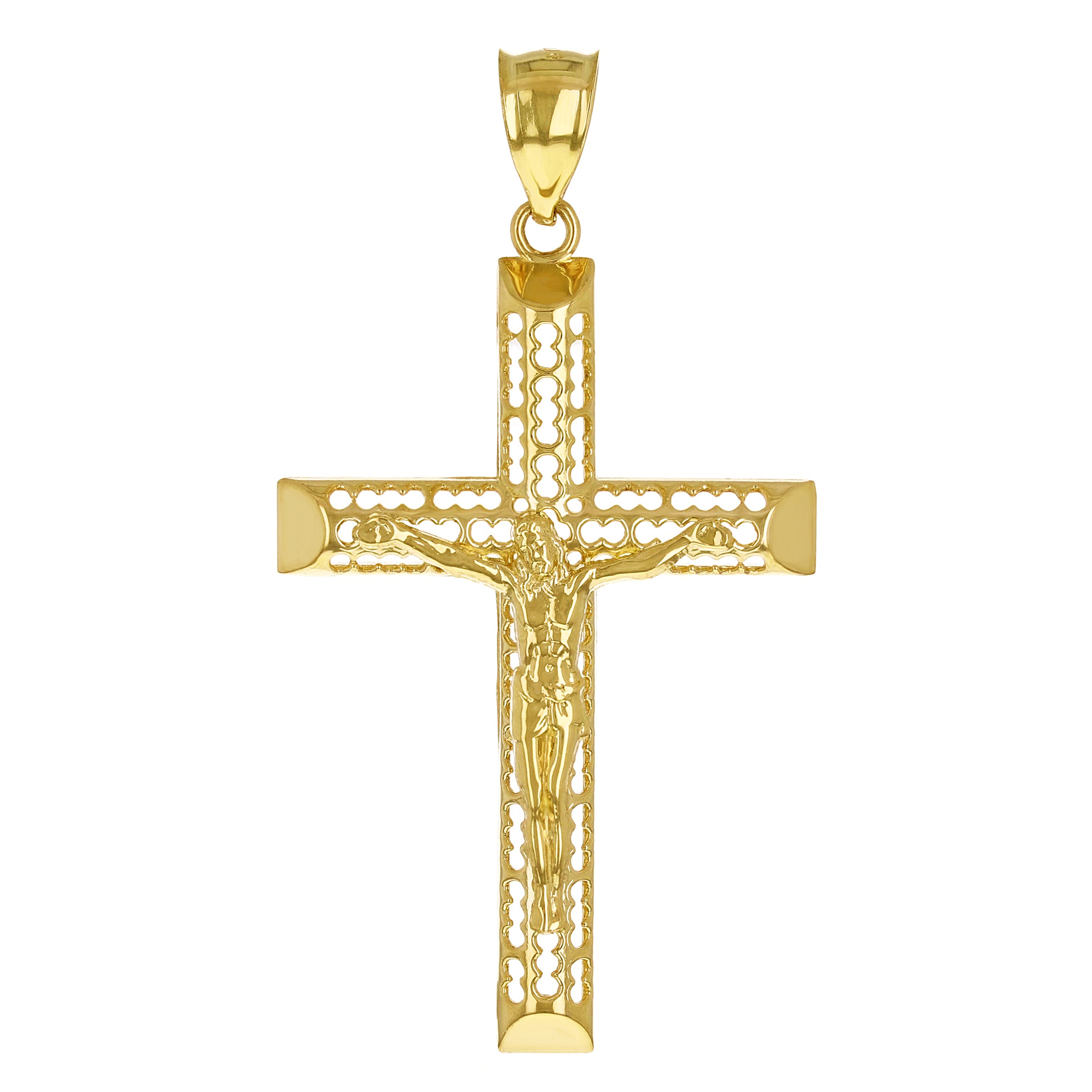 14k Yellow Gold 3D Jesus Christ Crucifix Cross Pendant 2.5" 6.1 grams