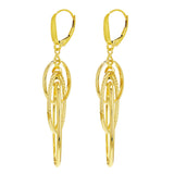Italian 14k Yellow Gold Triple Graduated Oval Dangle Earrings 2.3" 3 grams
