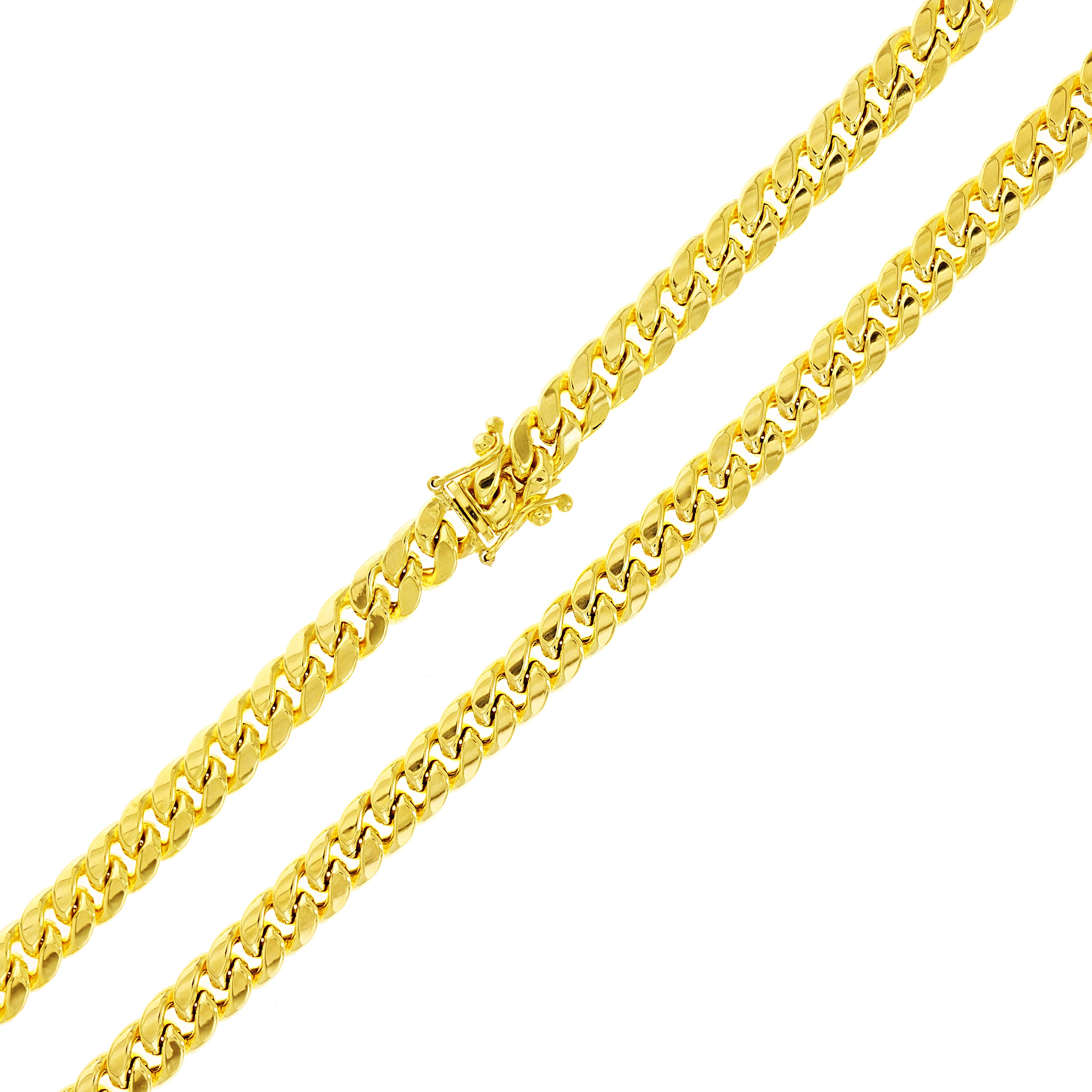 Italian 10k Yellow Gold Hollow Miami Cuban Chain Necklace 20" 6.8mm 25 grams - 20" 25 grams