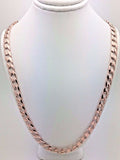 10k Rose Gold Solid Flat Cuban Link Chain Necklace 26" 6.3mm 36 grams - Rose,26"