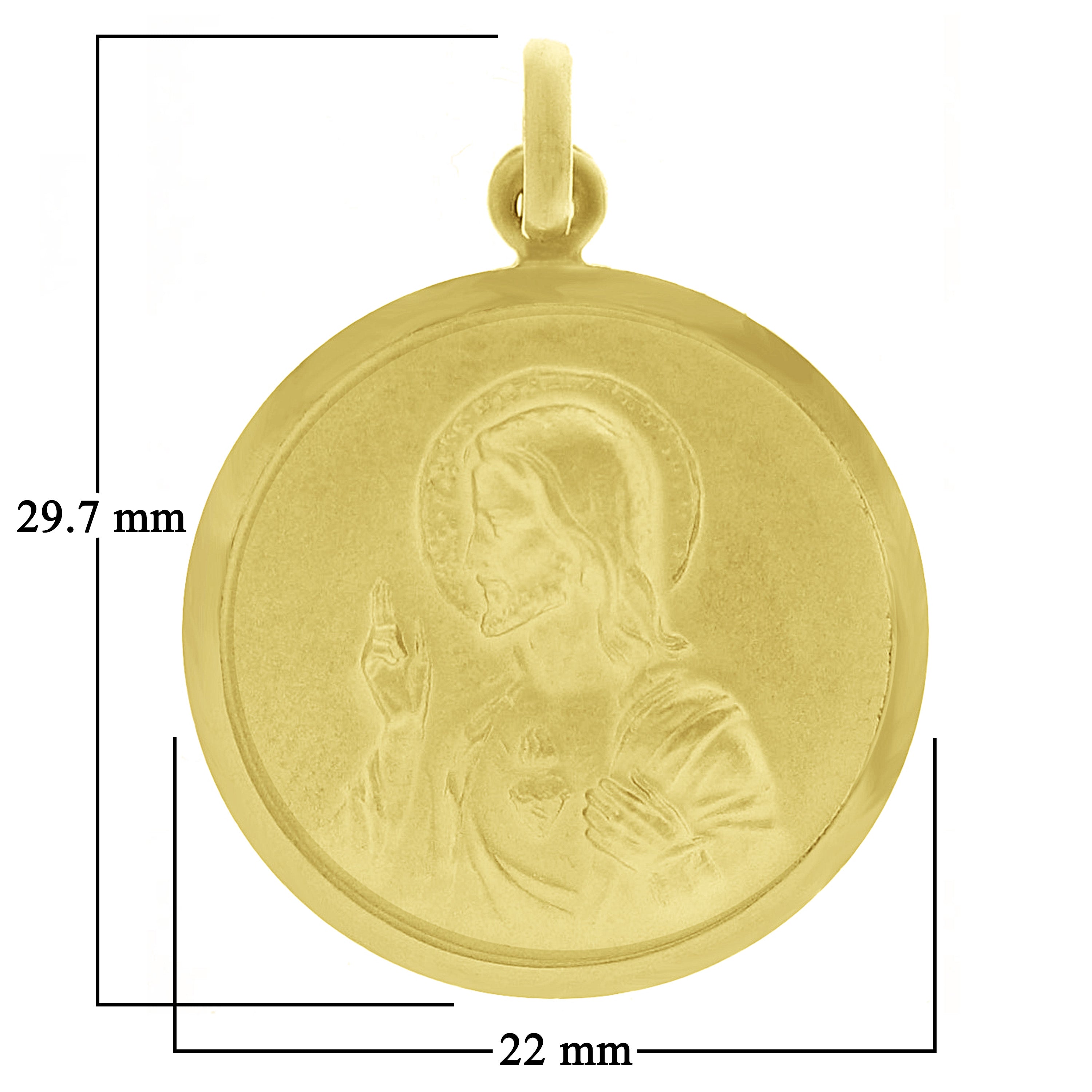 Italian 14k Yellow Gold Reversible Guadalupe & Sacred Heart of Jesus Medal Pendant