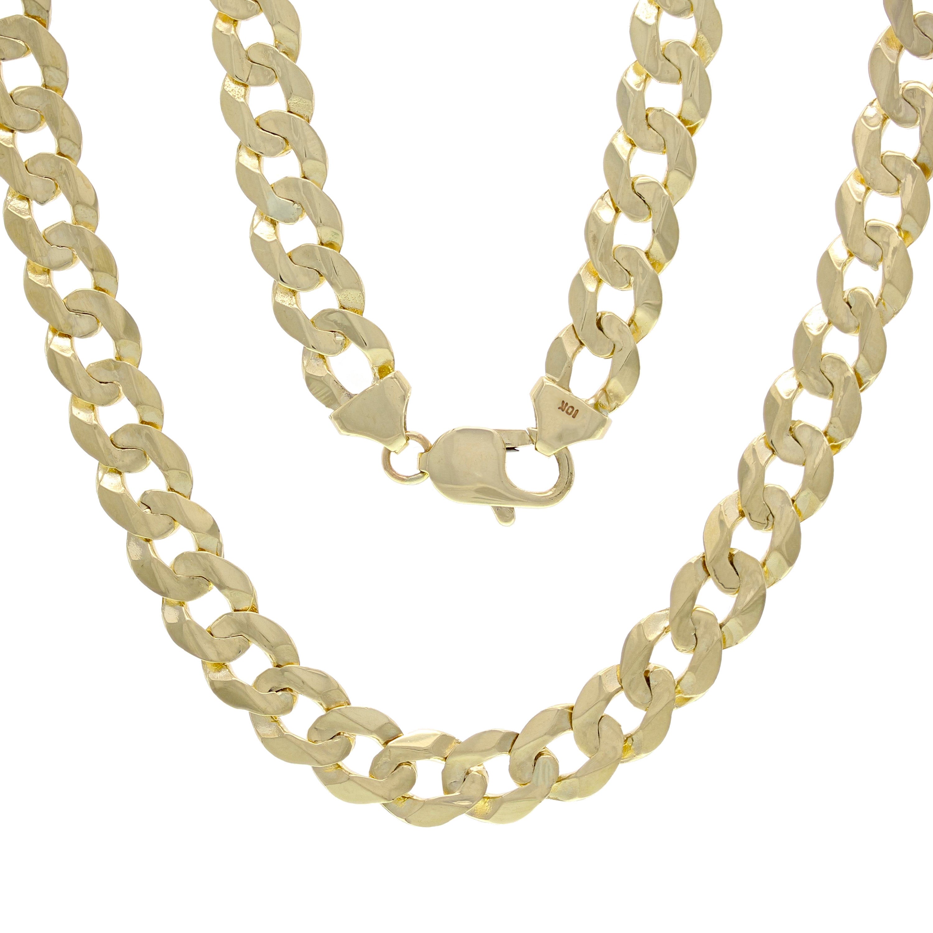 10k Yellow Gold Solid Curb Cuban Link Chain Necklace 16" 9mm 30 grams - Yellow,16"