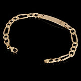 Italian 14k Yellow Gold Engravable Hollow Figaro ID Bracelet 7.5" 7.1mm 6.3 gram