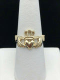 14k Yellow Gold Solid Claddagh Irish Ring Love Friendship Size 7.75