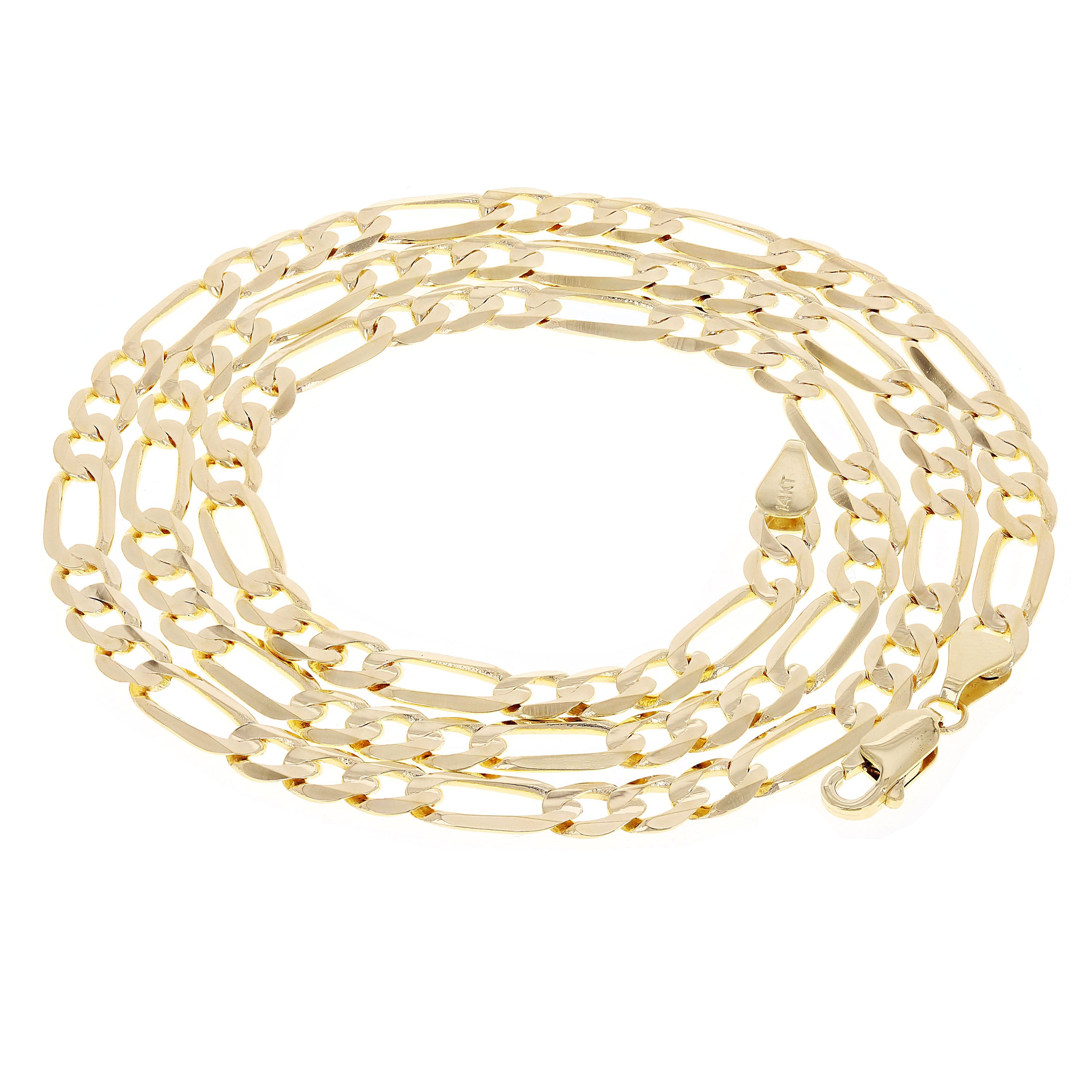 Men's Italian 14k Yellow Gold Figaro Chain Necklace 5.3 mm 20", 22", 24", 26"