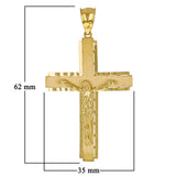 14k Yellow Gold Solid Crucifix Cross Charm Pendant 2.4" 8 grams
