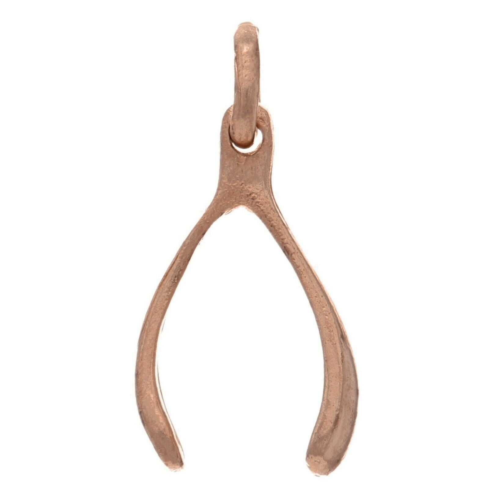 14k Rose Gold Good Luck Wish Bone Charm Pendant 0.8 gram - Rose