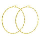 Italian 14k Yellow Gold Large Twisted Round Hoop Earrings 2.7" 2.5mm 2.6 grams