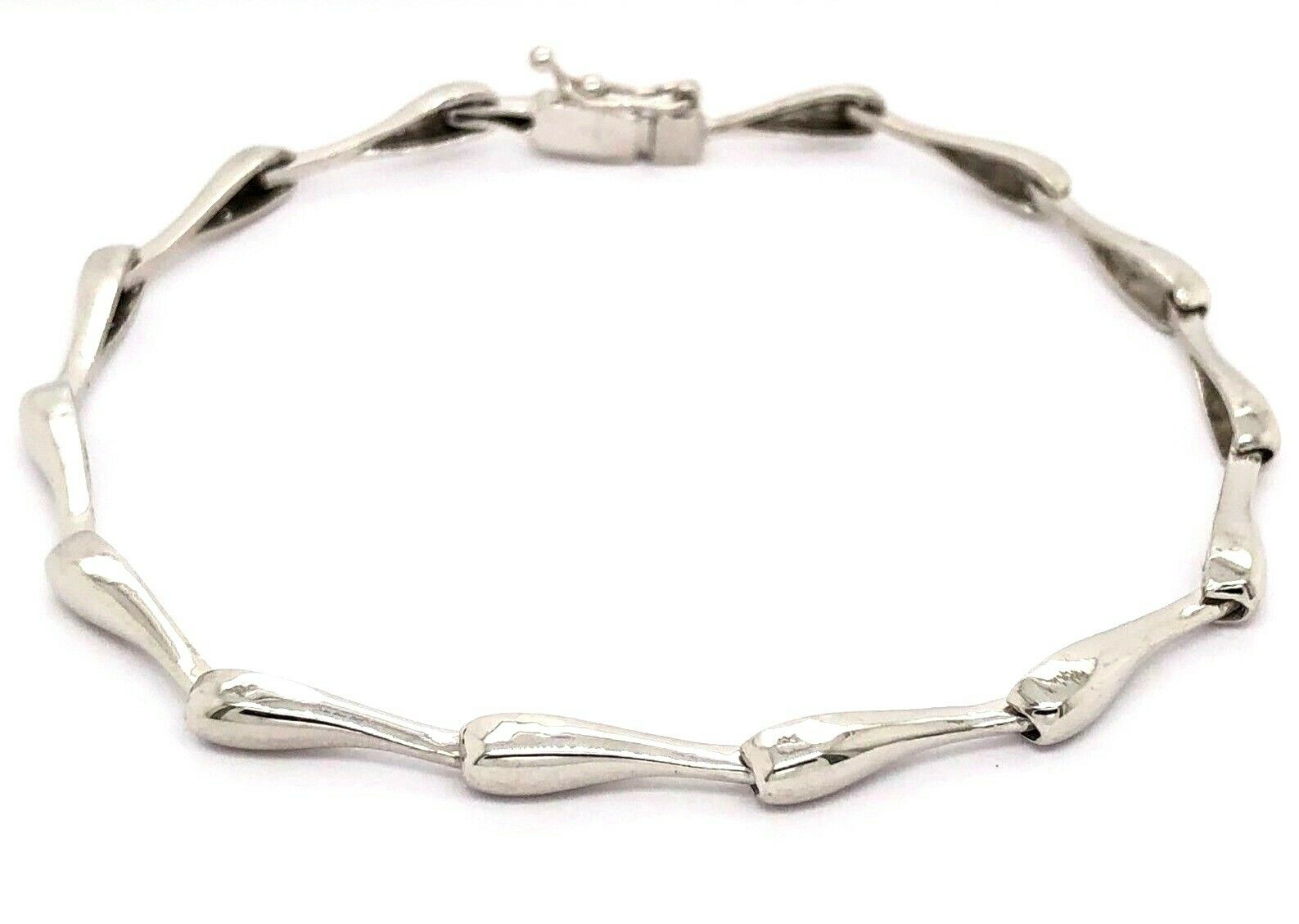 14k White Gold Handmade Fashion Link Bracelet 8.5" 3.15mm 9 grams - 8.5"