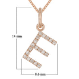 14k Rose Gold Diamond Initial Letter E Charm Pendant Necklace 18" - Letter E,Rose