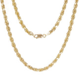 14k Yellow Gold Solid Diamond Cut Rope Twist Chain Necklace 20" 4mm 26 grams - 20" 26 grams