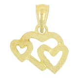 14k Yellow Gold Triple Open Heart Pendant - Yellow