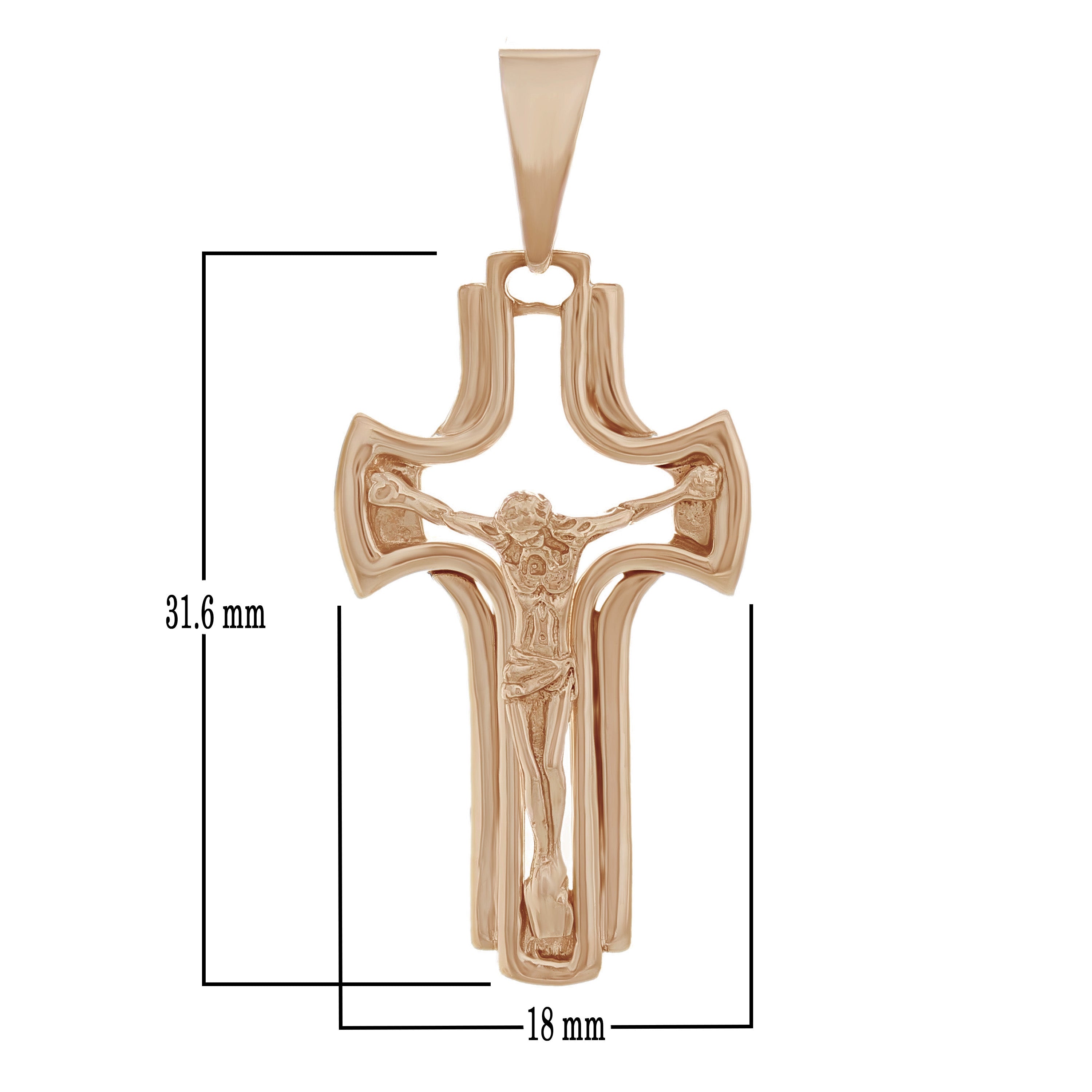 14k Rose Gold Jesus Crucifix Cross Religious Charm Pendant 1.2" 4.1 grams