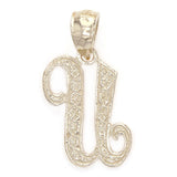 14k Yellow Gold Initial Letter U Alphabet Charm Pendant - Letter U,Yellow