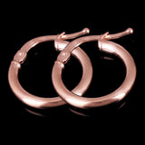 Italian 14k Rose Gold High Polished Plain Hollow Hoop Earrings 15.4 x 2mm 1 gram - Rose,Size 0.5" 1 grams